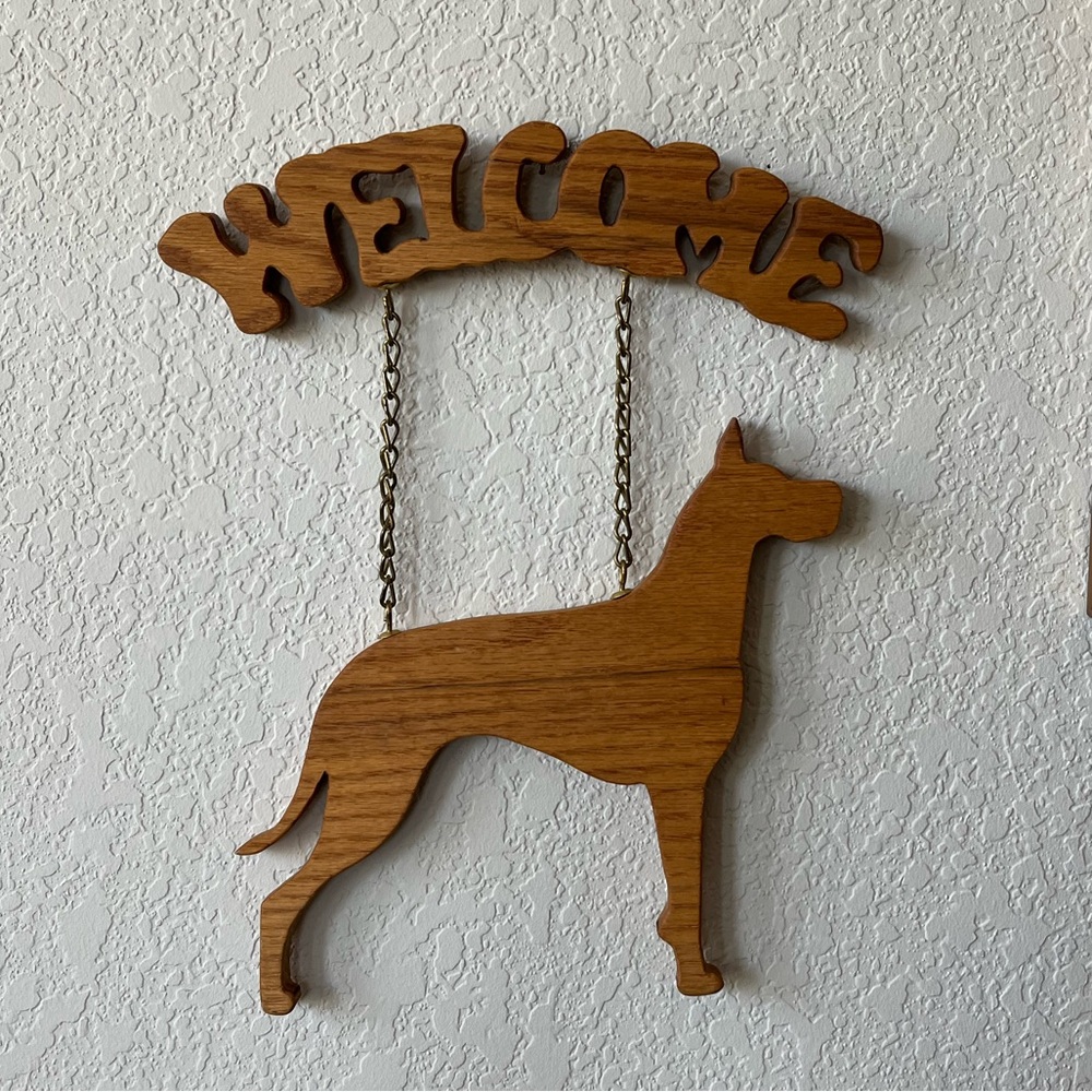 Vintage great Dane welcome sign solid oak